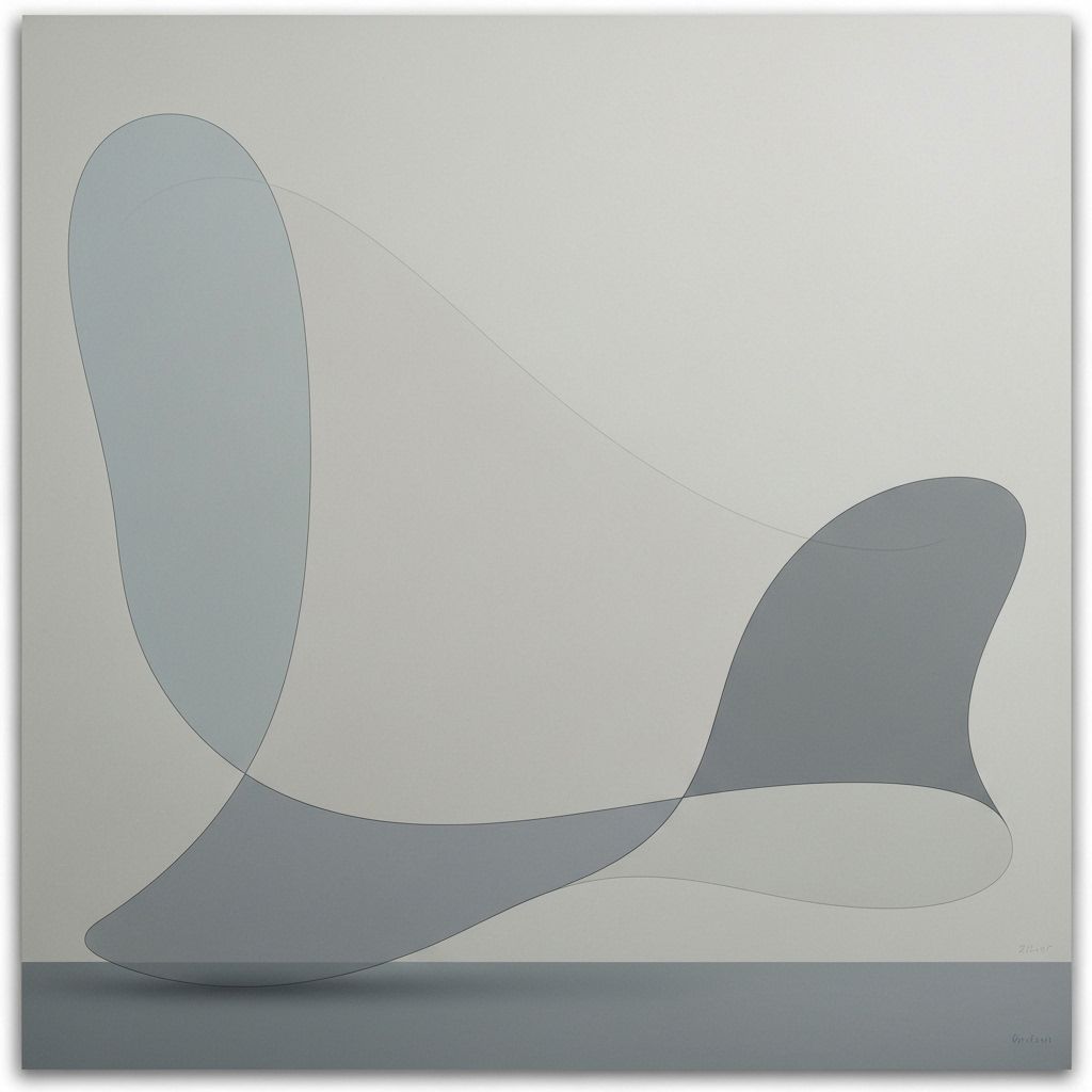 Contemplative abstract artwork with subtle forms and muted palette