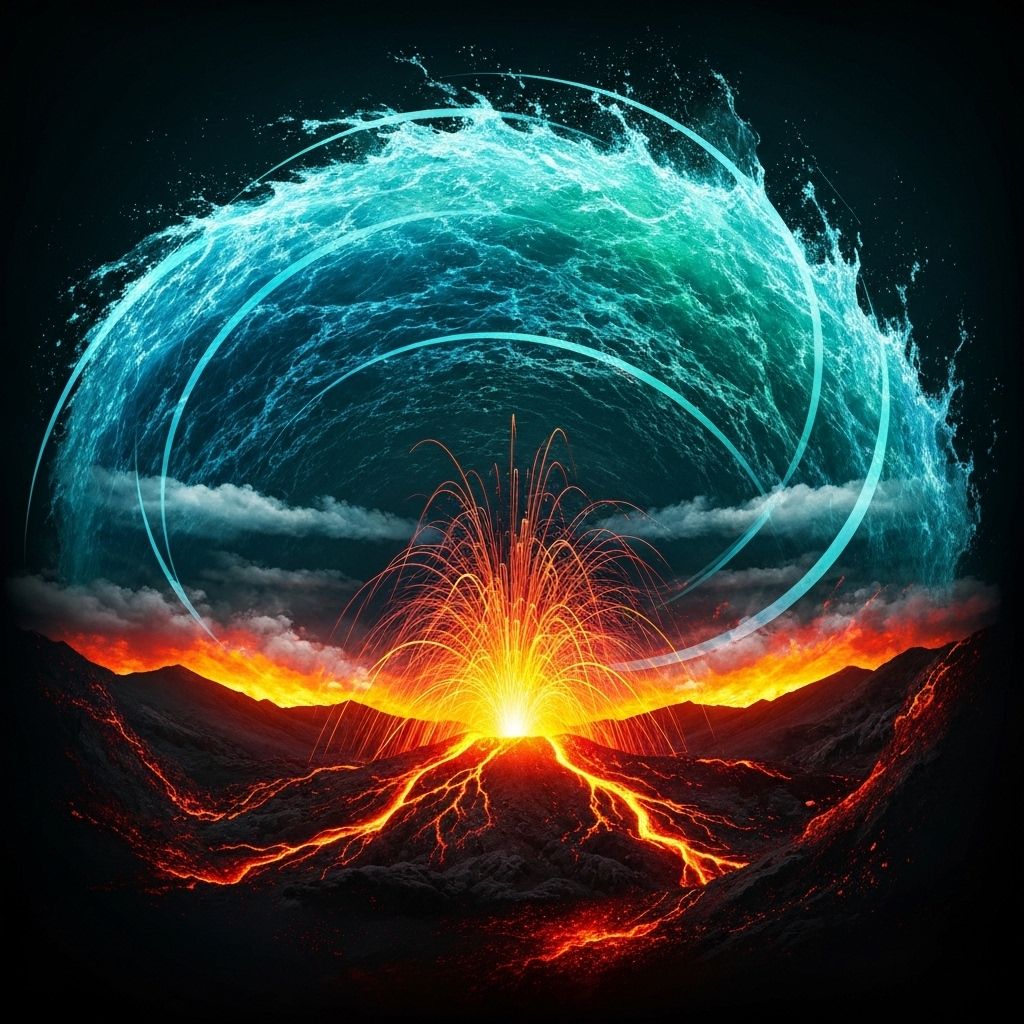 Powerful abstract composition representing natural elements and forces